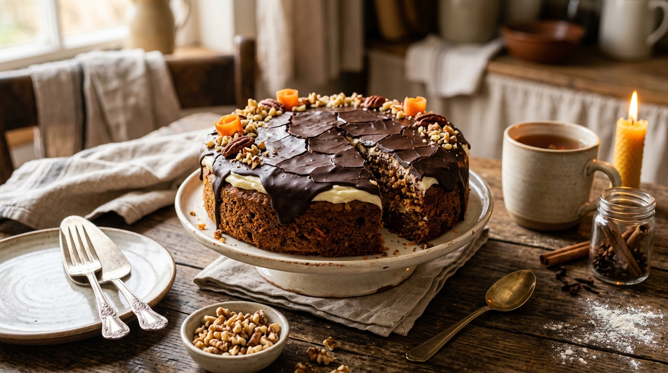 Bolo de Cenoura com Calda Durinha de Chocolate: Segredo de Família