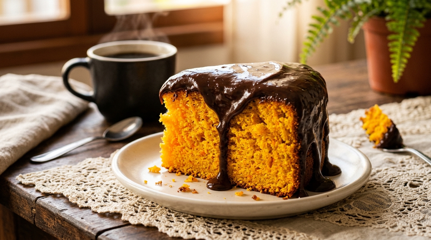 Bolo de Cenoura Fofinho com Cobertura de Chocolate Crocante da Vovó: O Segredo para Nunca Solar