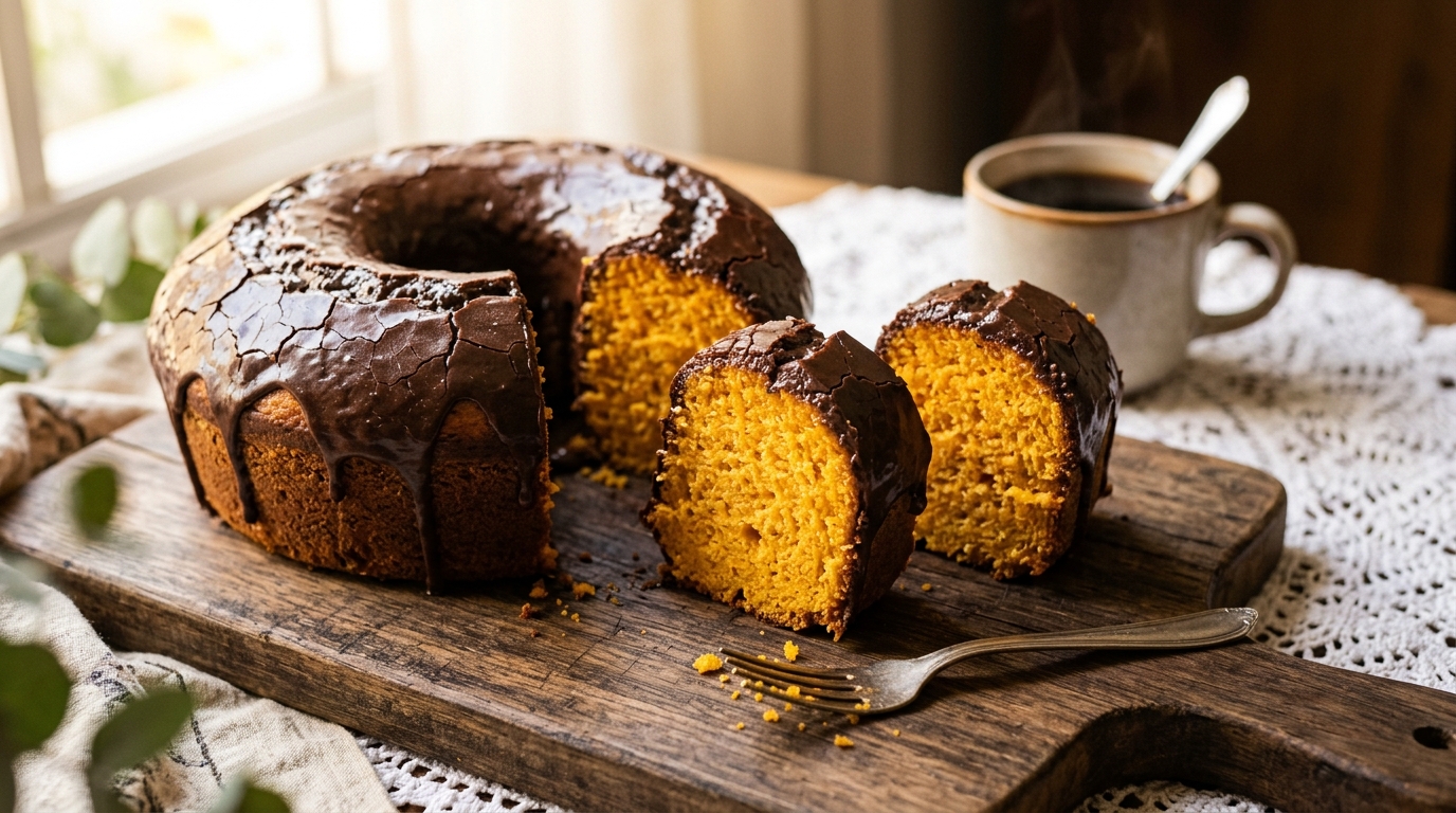 Bolo de Cenoura Fofinho da Vovó com Casquinha Crocante de Chocolate