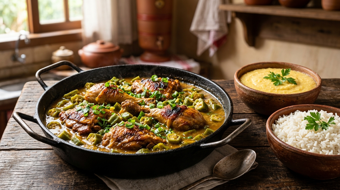 Frango com Quiabo Mineiro Tradicional da Vovó: O Segredo sem Nenhuma Baba