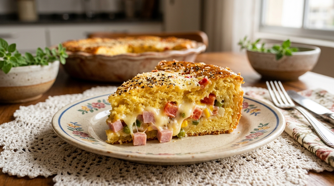 Torta Salgada de Liquidificador da Vovó: Massa Fofinha de Presunto e Queijo